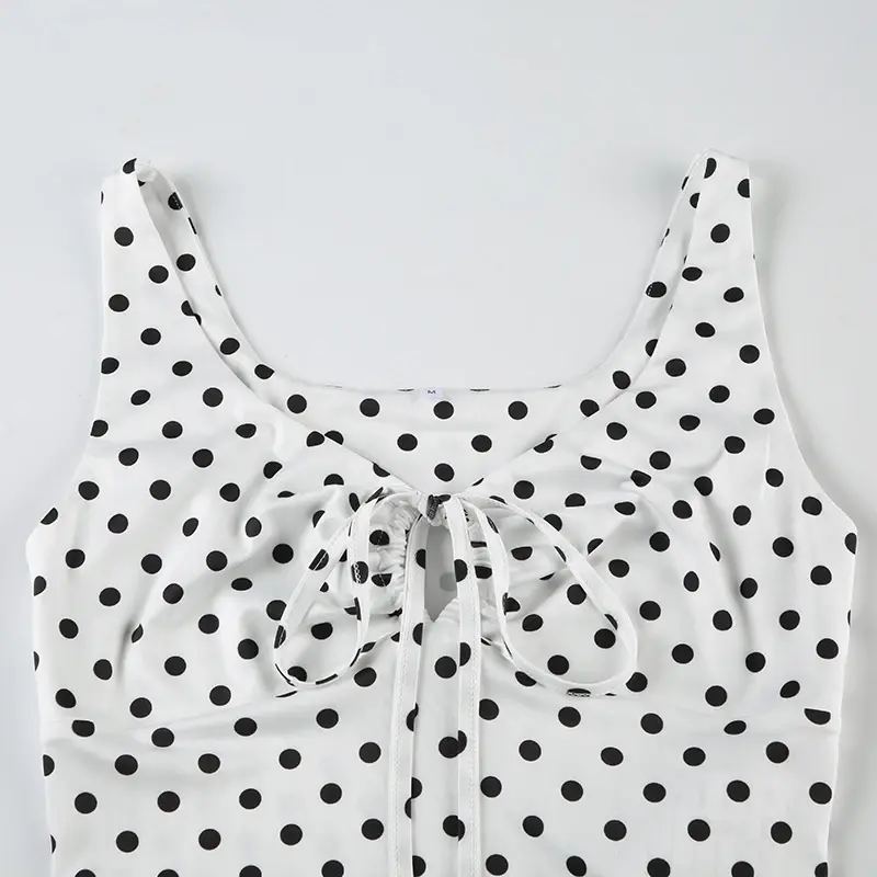 Thumbnail: Retro Classical Polka Dot Shirring Camisole Summer Top