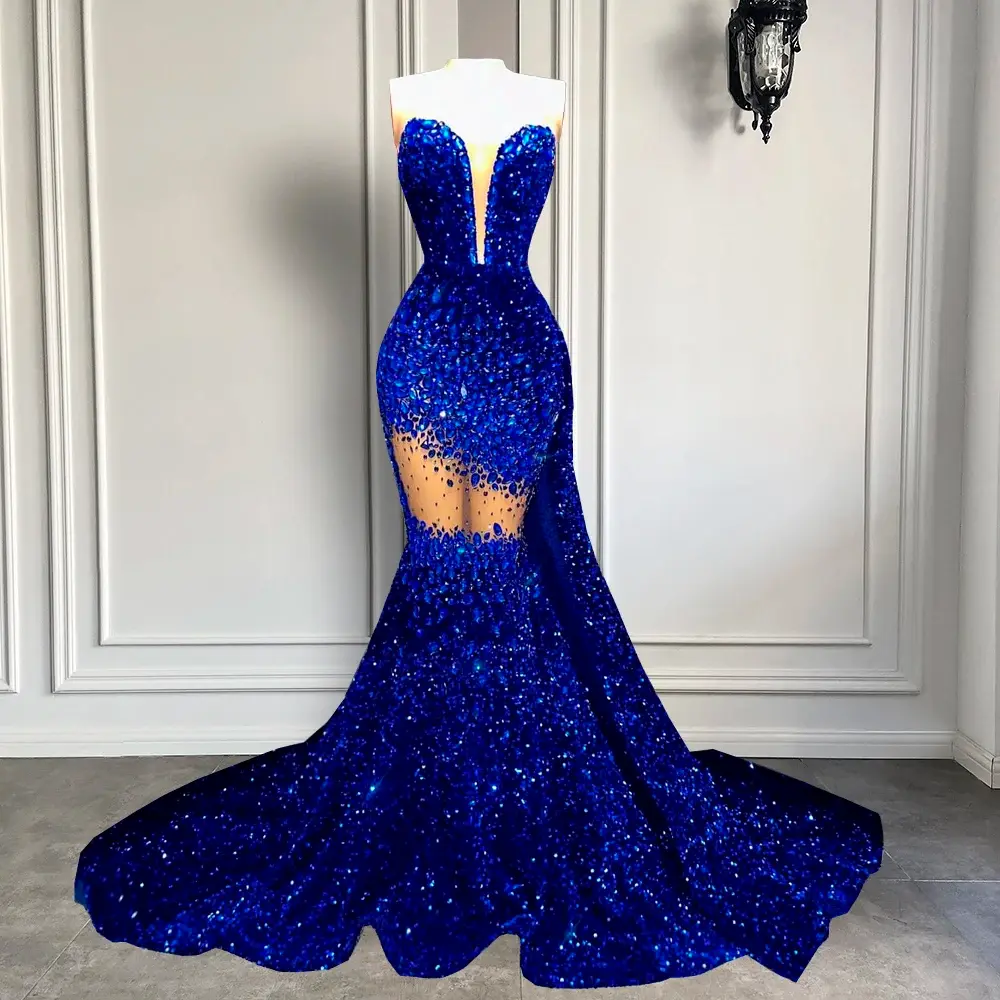 Crystals Sequin Prom Dress