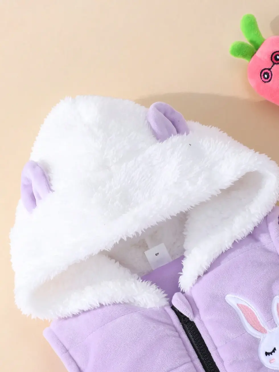 Thumbnail: Cute Bunny Embroidery Cotton Padded Jacket, Vest and Pants 3-Piece Set