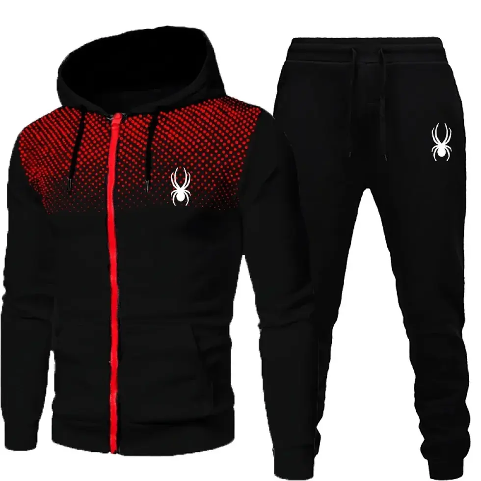 Spider Two-Piece Zipper Hoodie and Sweatpants Set