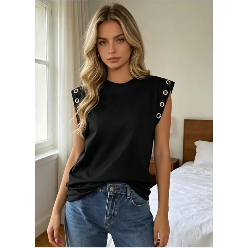 Thumbnail: Y2k Grommet Hollow Out Punk Cap Sleeve Tank Top
