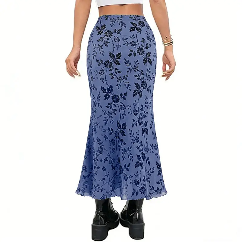 Thumbnail: Boho Floral Print Y2k Vintage Grunge Maxi Skirt