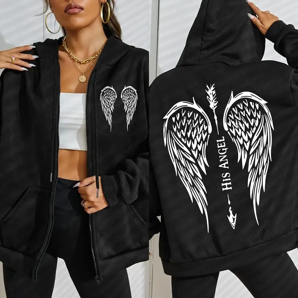 Thumbnail: His Angel Wings Zipper Hoodie