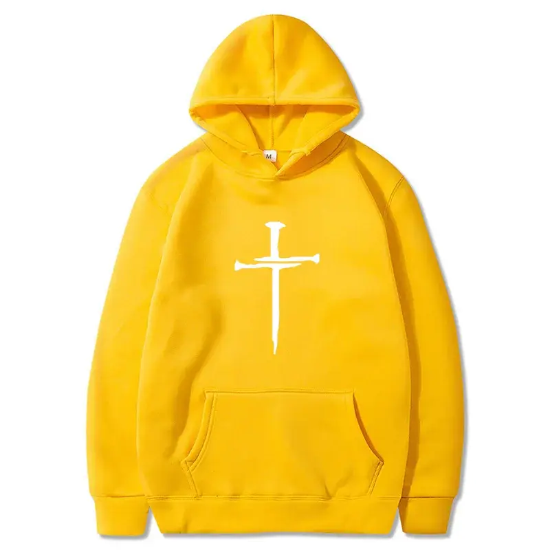 Thumbnail: Men's Cross Graphic Hoodie - Black Casual Pullover Sweatshirt Religious Fashion