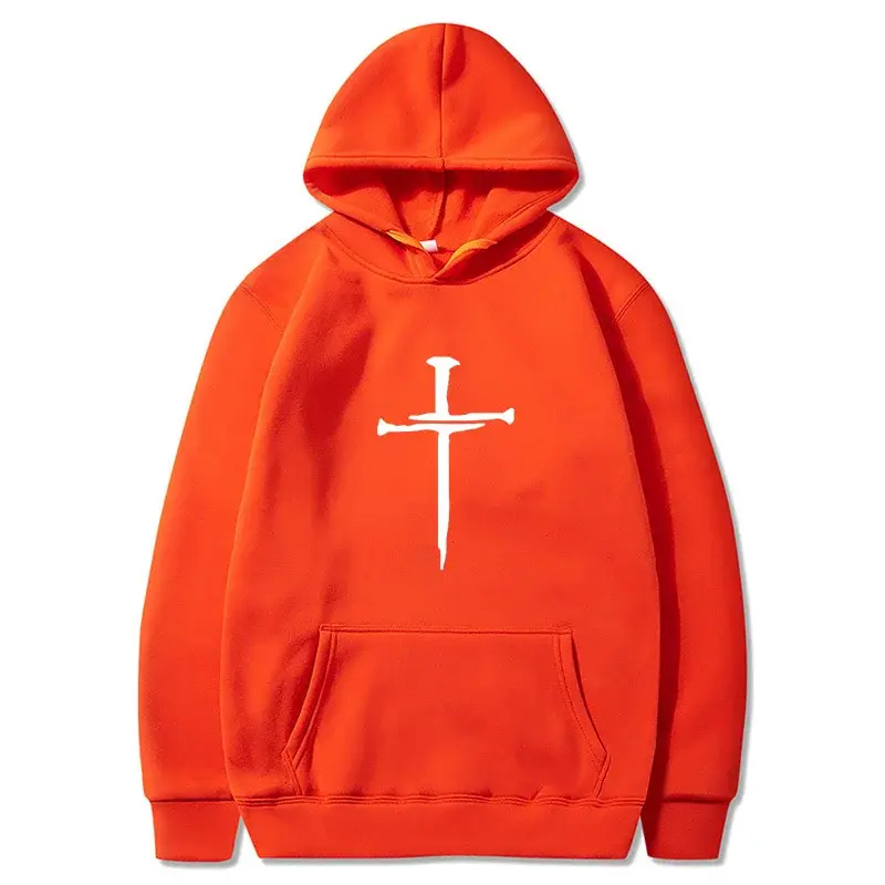 Thumbnail: Men's Cross Graphic Hoodie - Black Casual Pullover Sweatshirt Religious Fashion