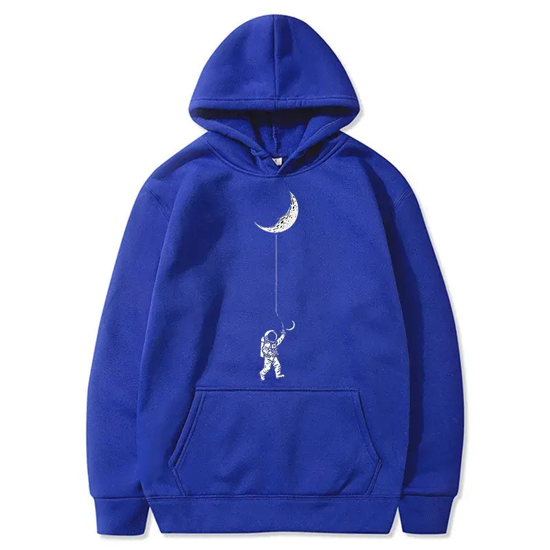 Miniatura: Black Astronaut Moon Print Hoodie for Men