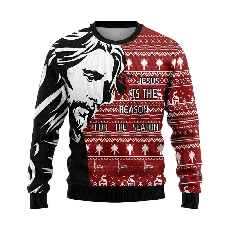 Miniatura: 2025 Christmas Jesus Graphic Sweatshirts Fashion Holiday Crewneck Sweatshirt