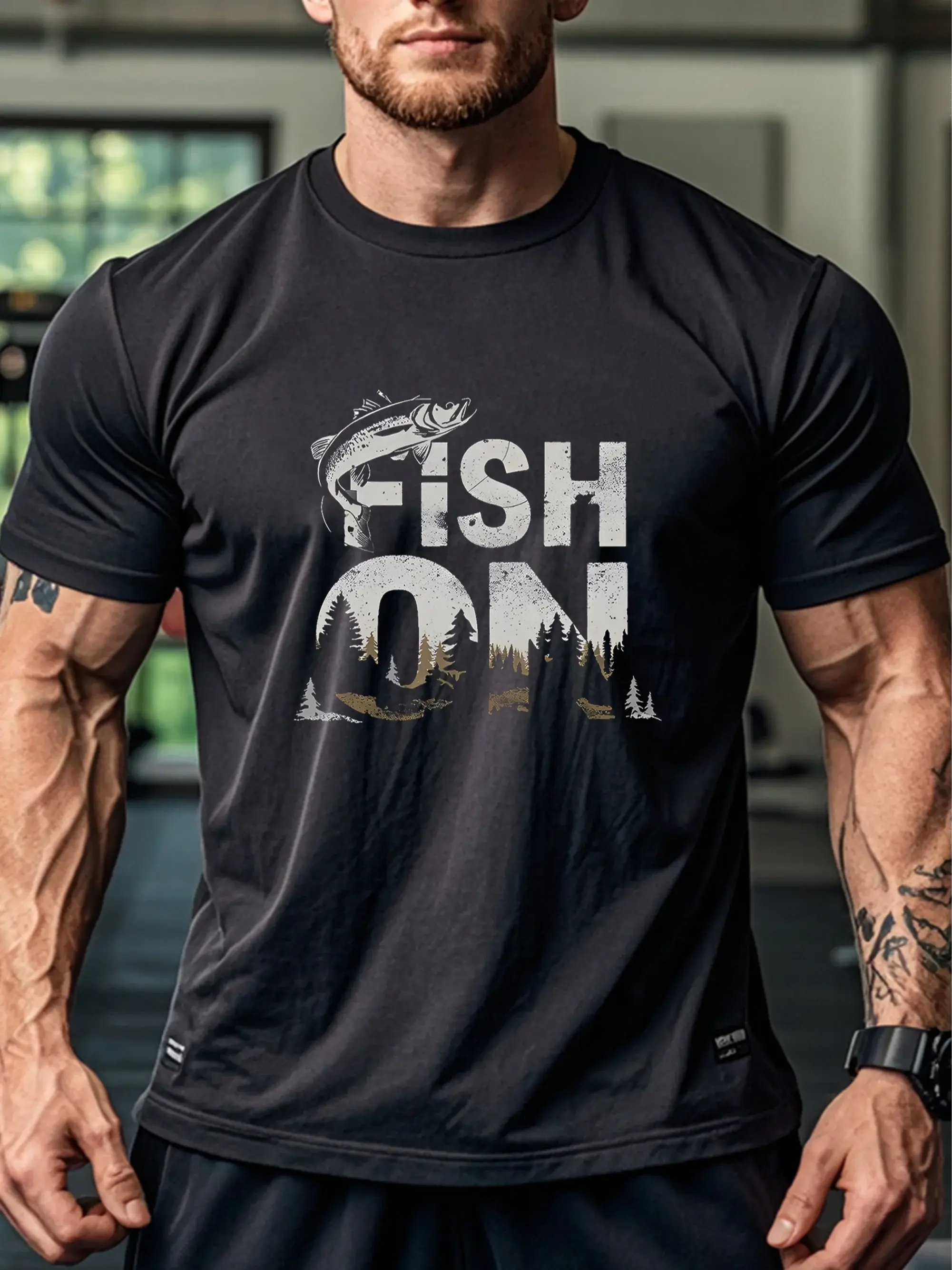 Fish On Black T-Shirt