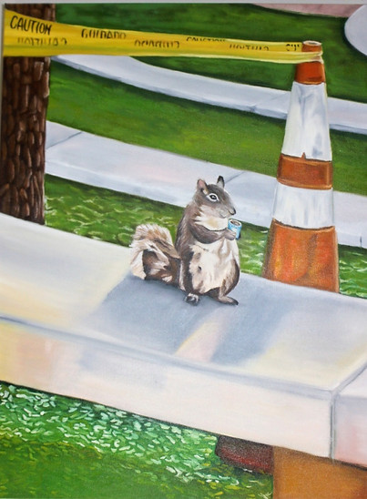 Caution Contents Hot 24_ x 18_ Oil paint