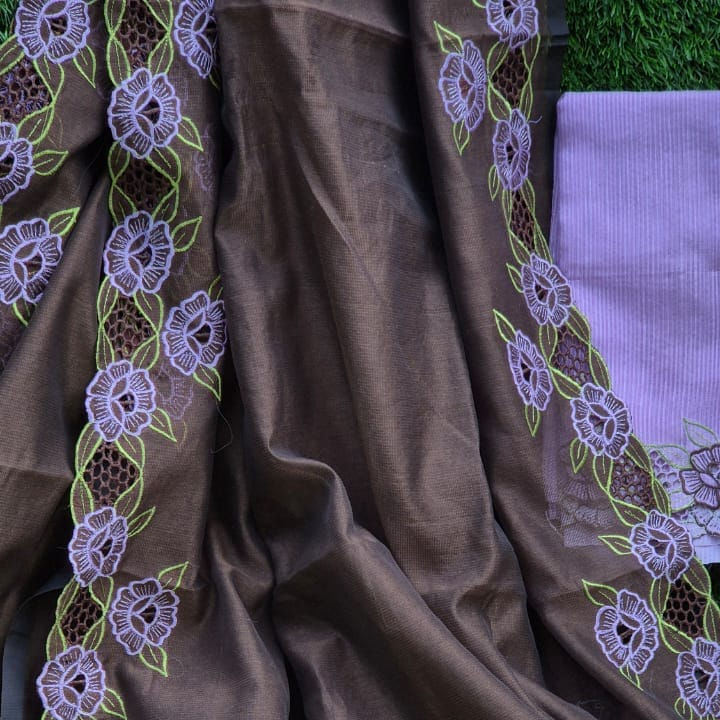 Thumbnail: cutwork sarees online at fabroses