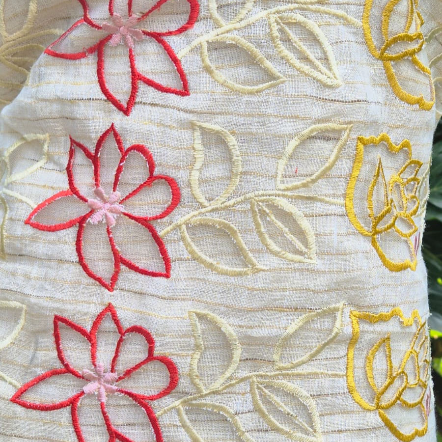 Stunning off-white linen cutwork suit