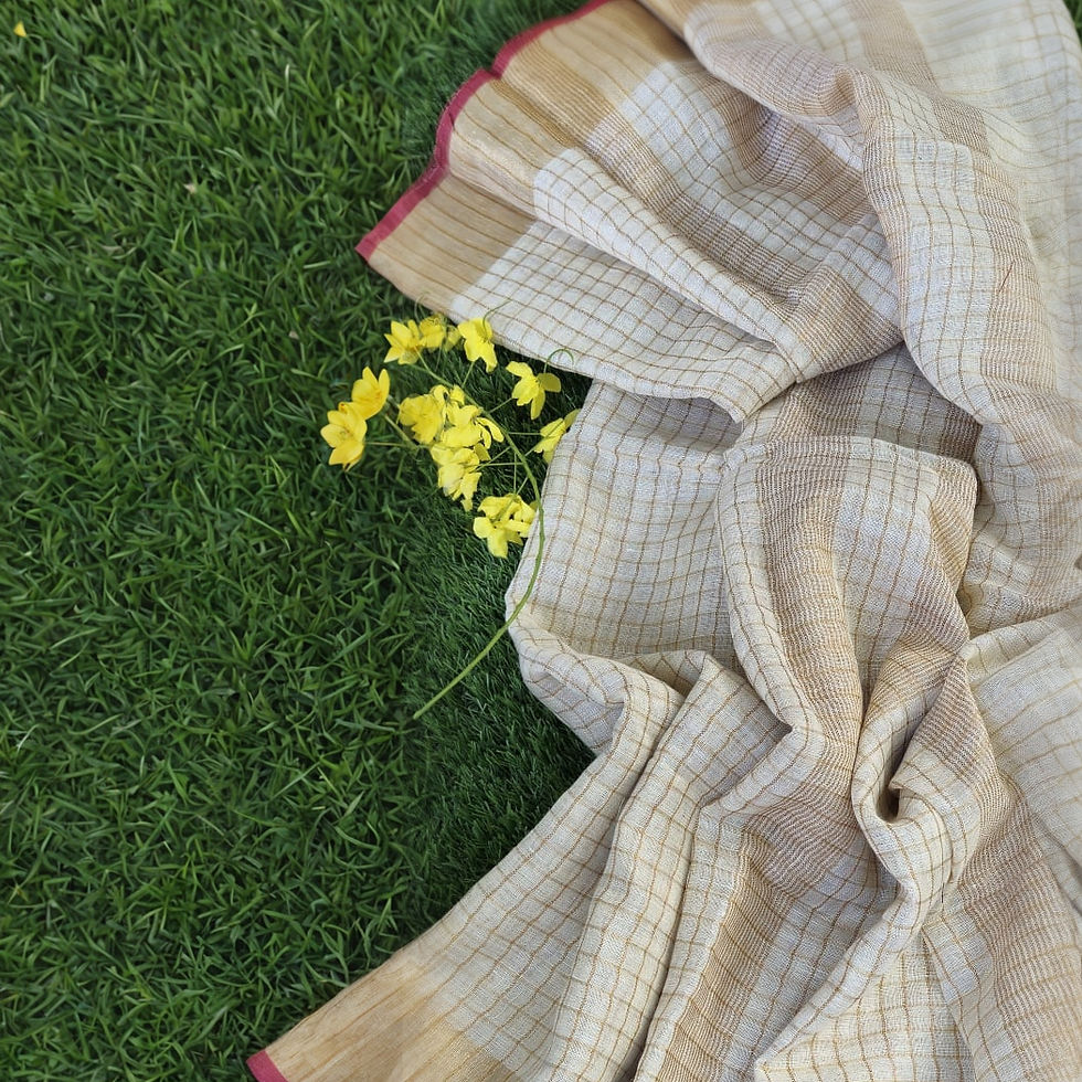 Thumbnail: Breathable Pure Linen Saree for Everyday Use