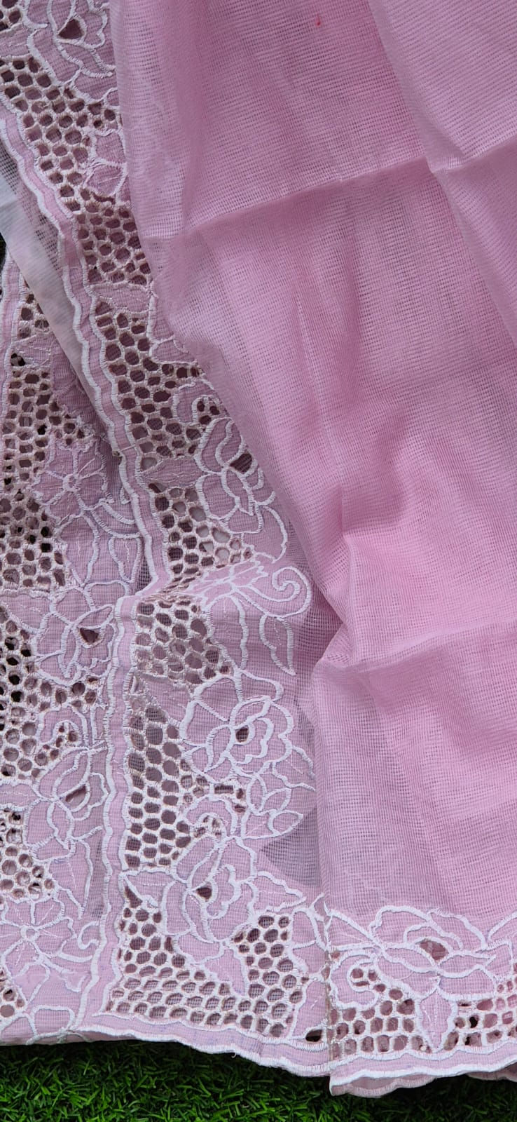 Cutwork on kota saree and running blouse