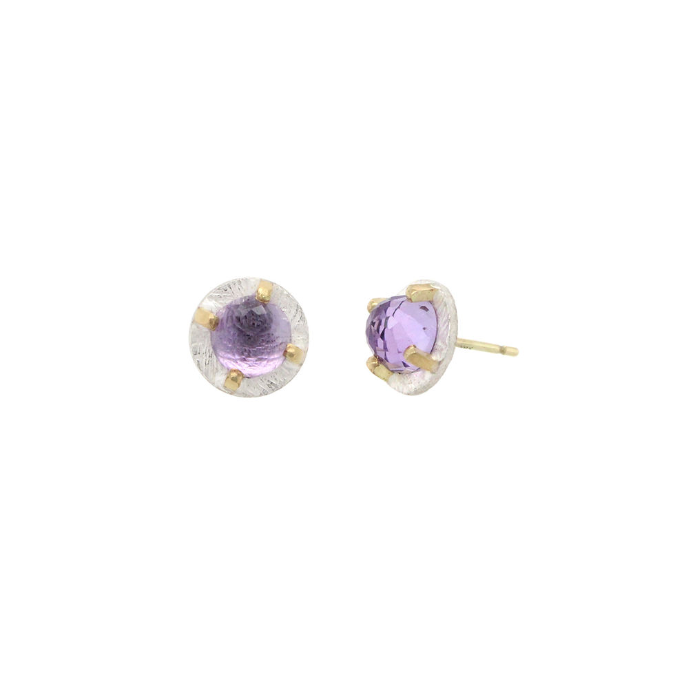 Thumbnail: amethyst carved prong stud earrings