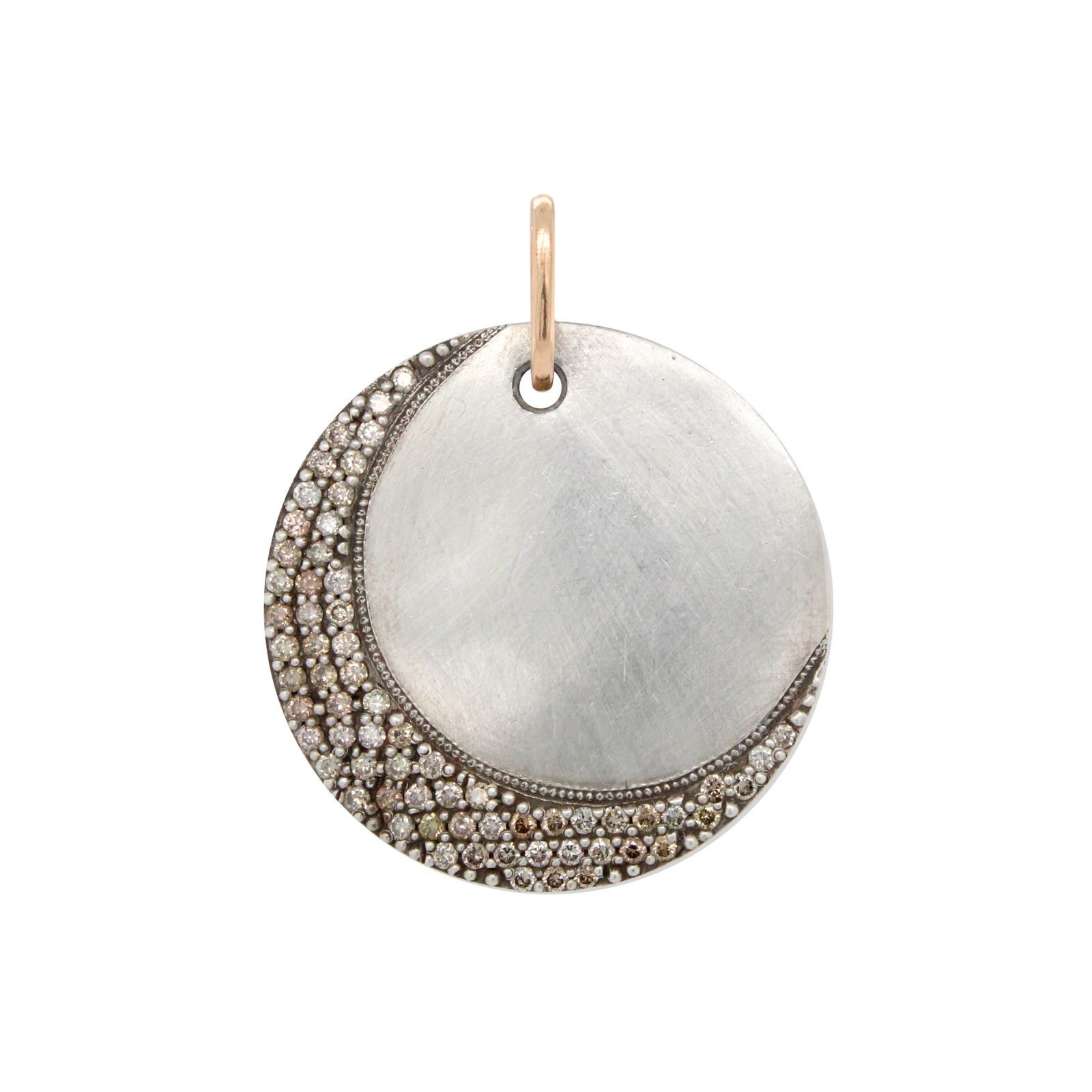 silver and champagne diamond 'crescent' pendant