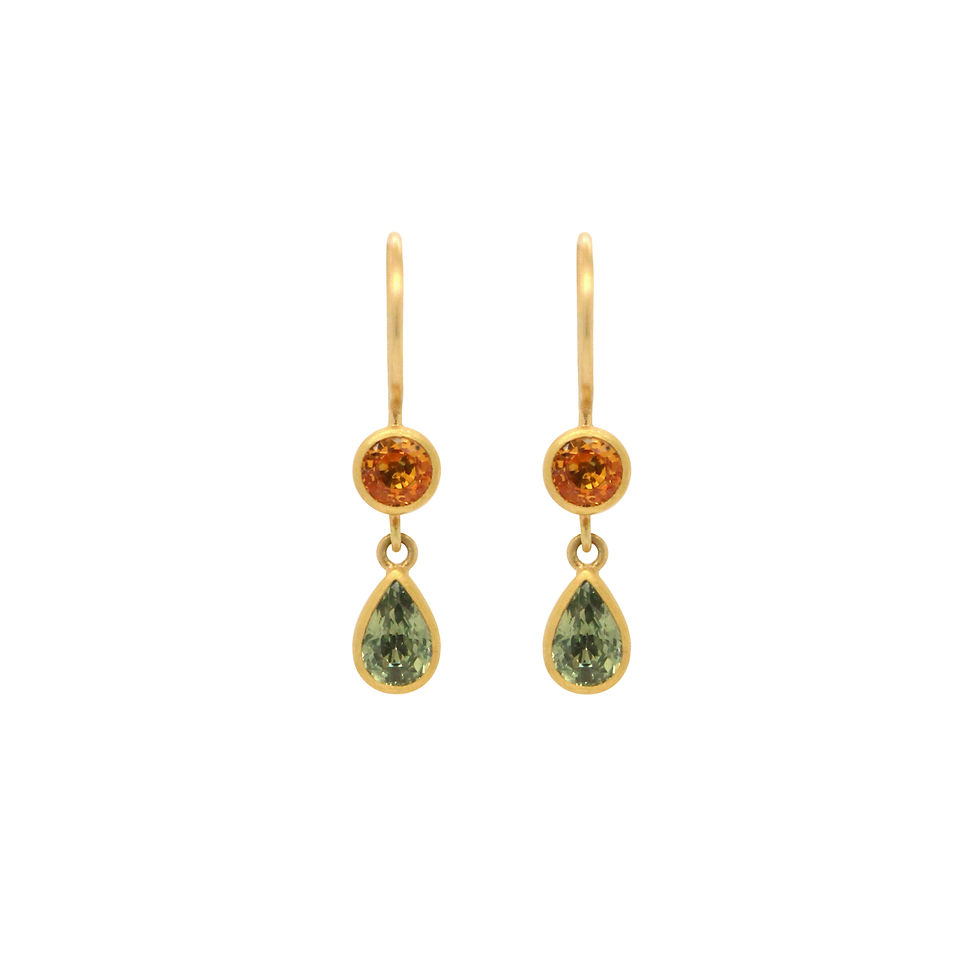 orange and grey sapphire 'bon bon' drop earrings
