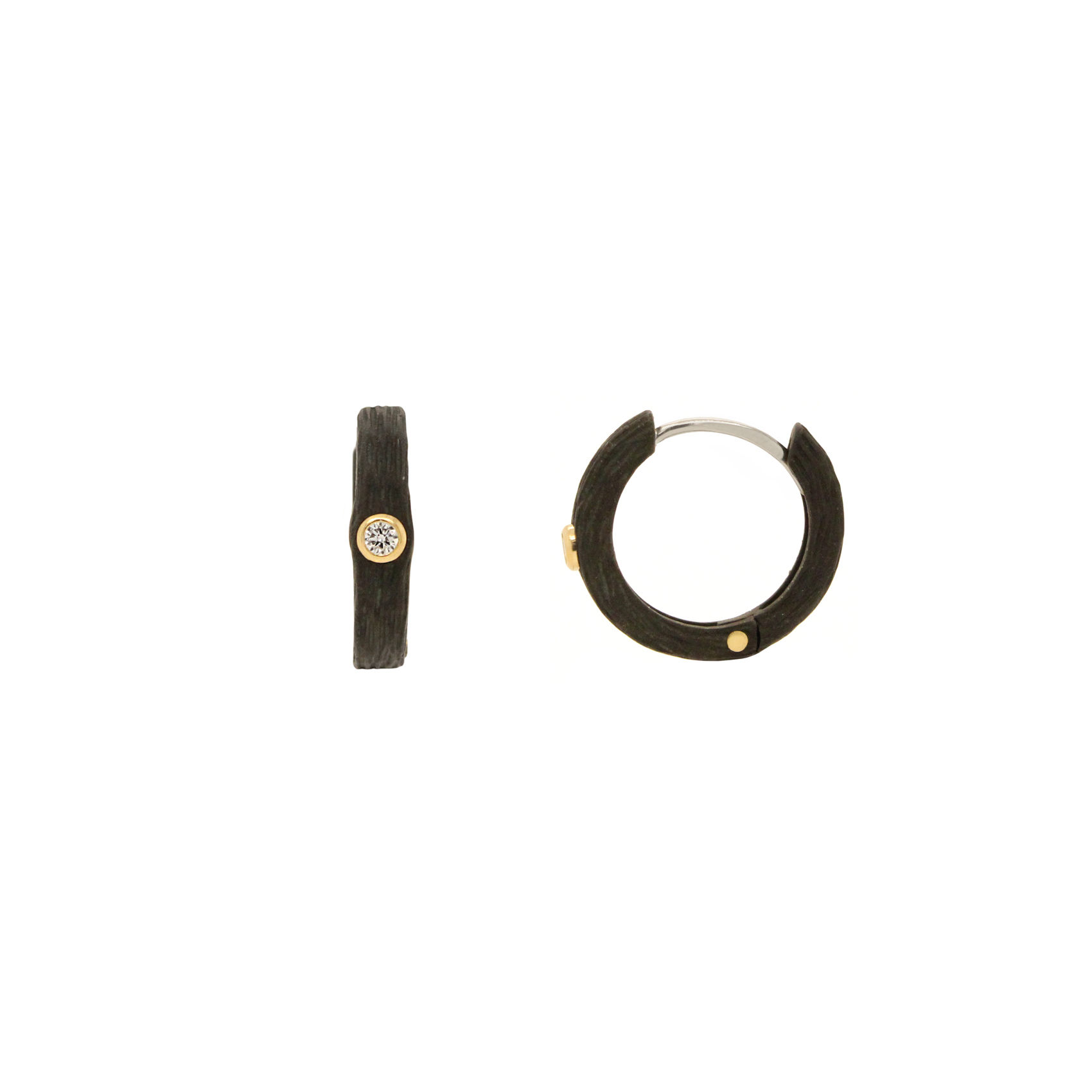 small 'pebble' diamond hinged hoop earrings