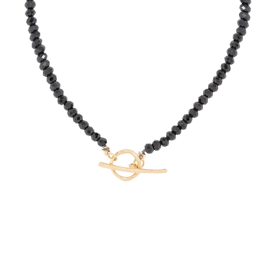 black spinel 'boulder' toggle necklace