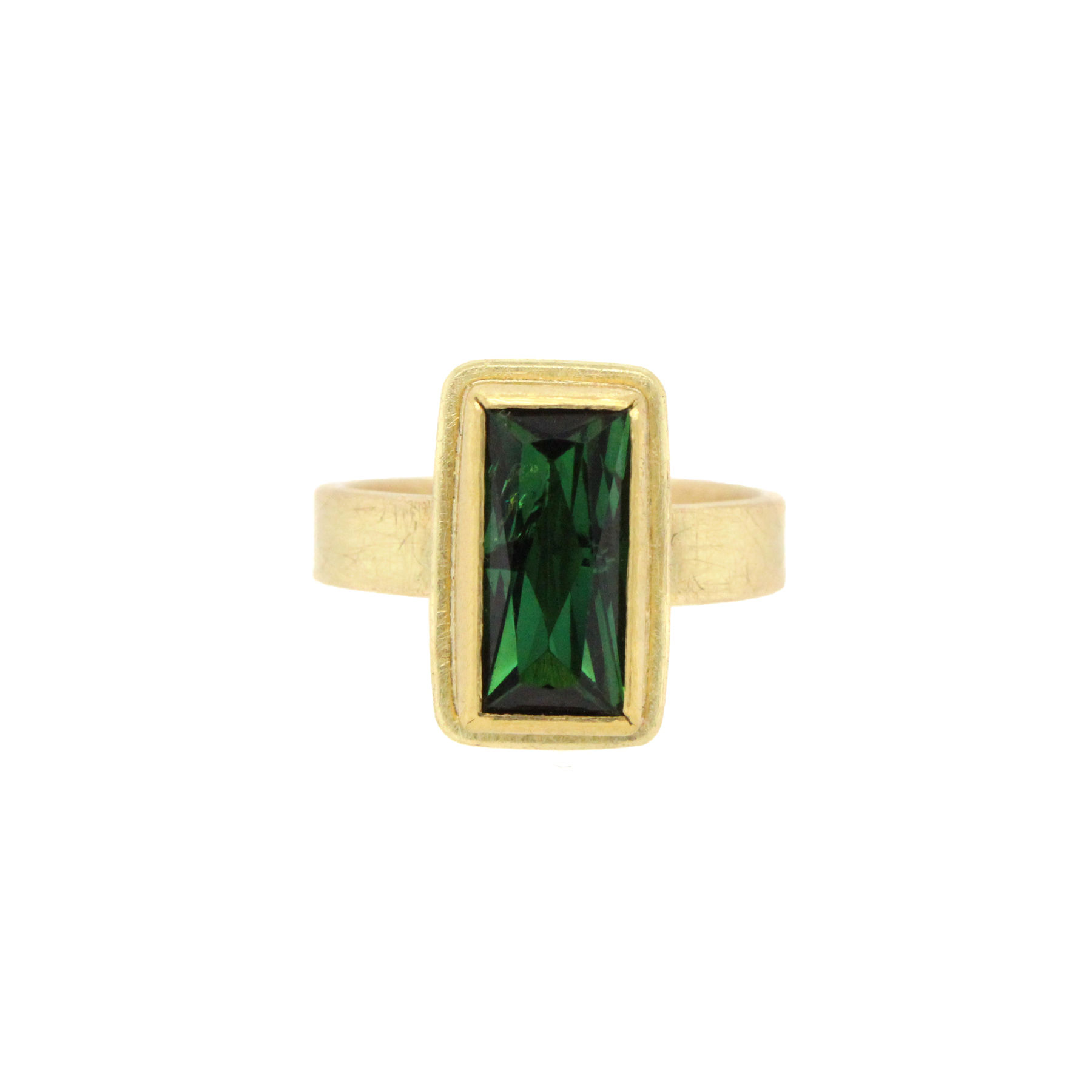 rectangular green tourmaline ring