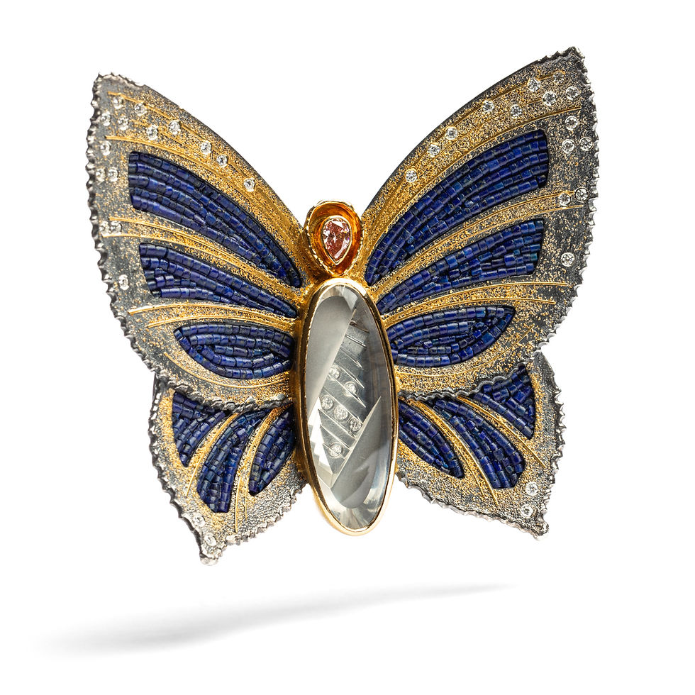 moonstone, lapis and diamond butterfly pin/pendant