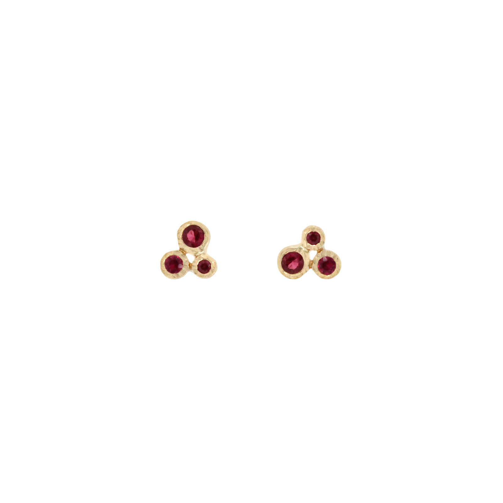 ruby trio stud earrings