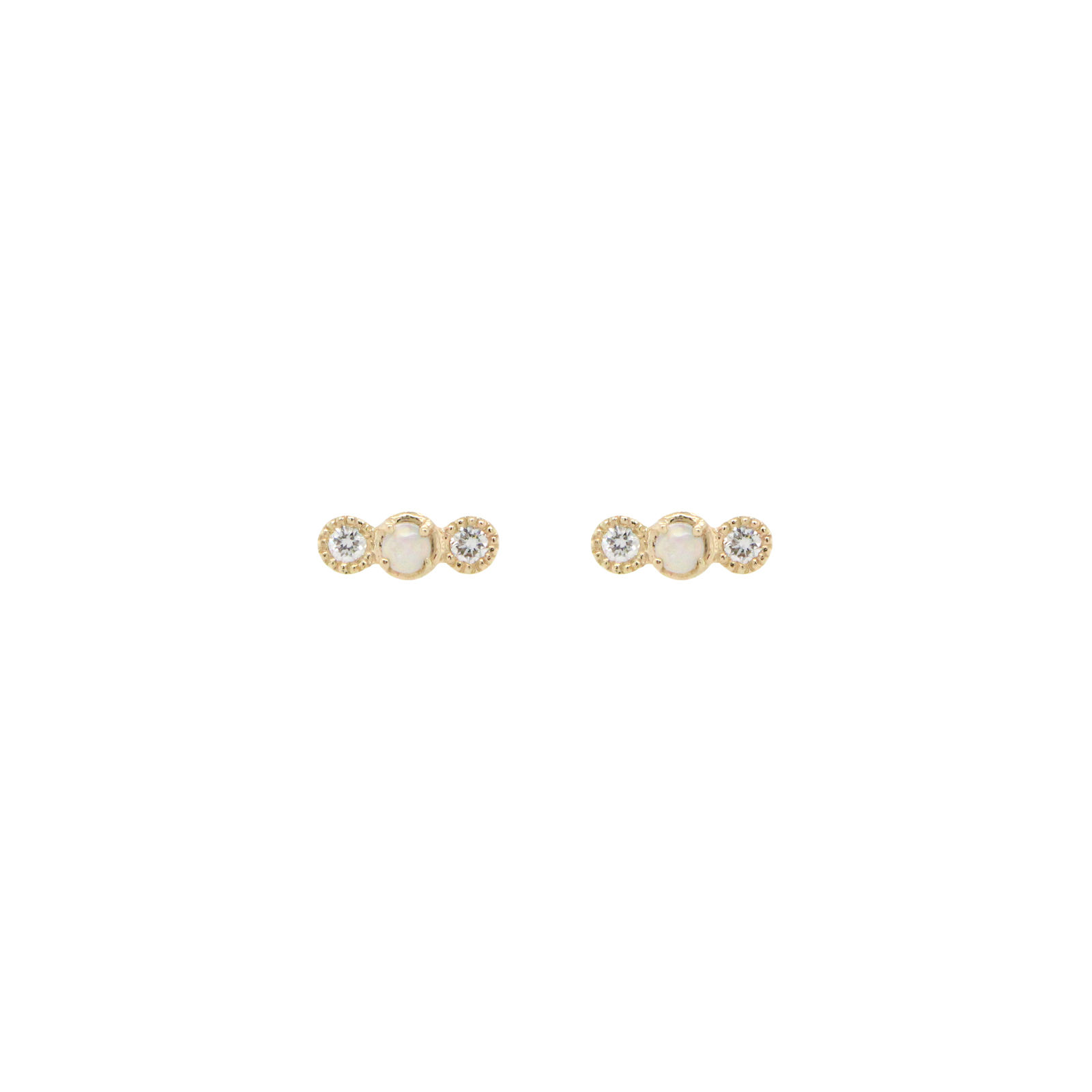 opal and diamond 'dot' stud earrings