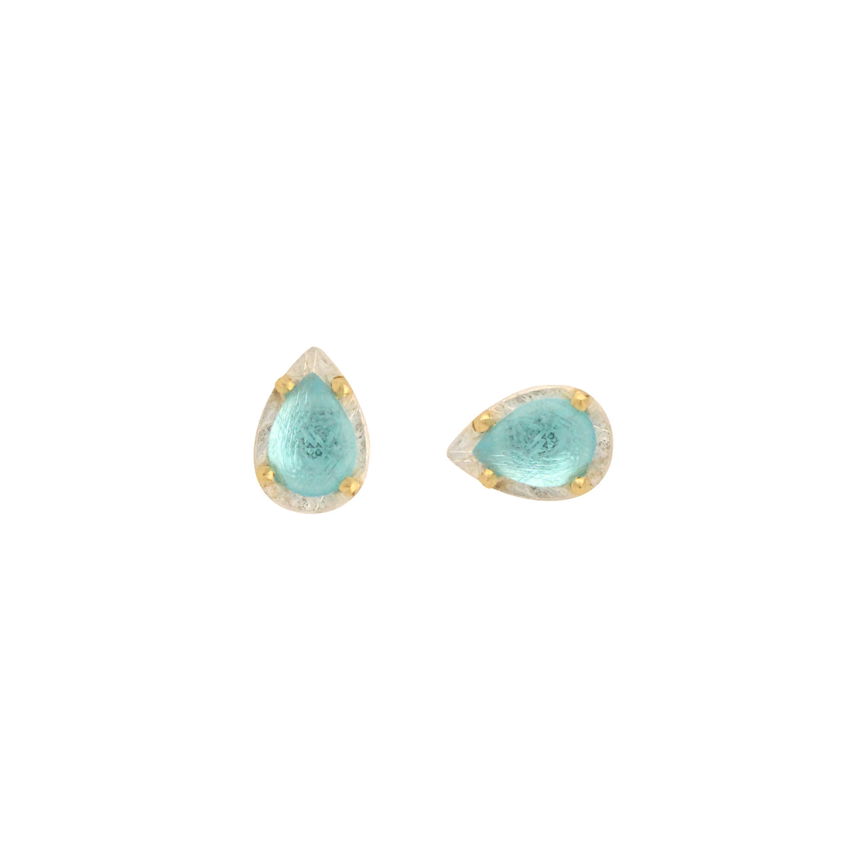 mixed metal blue topaz stud earrings