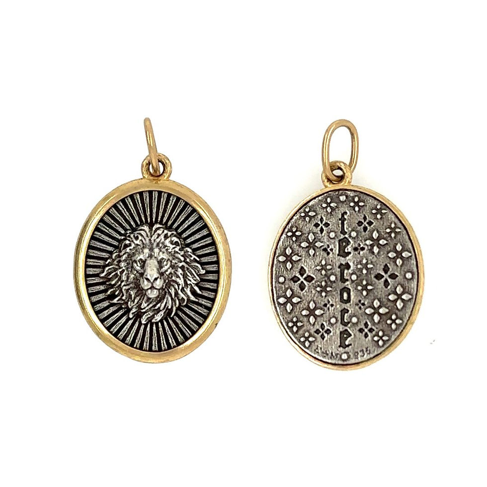 medium flared oval lion charm