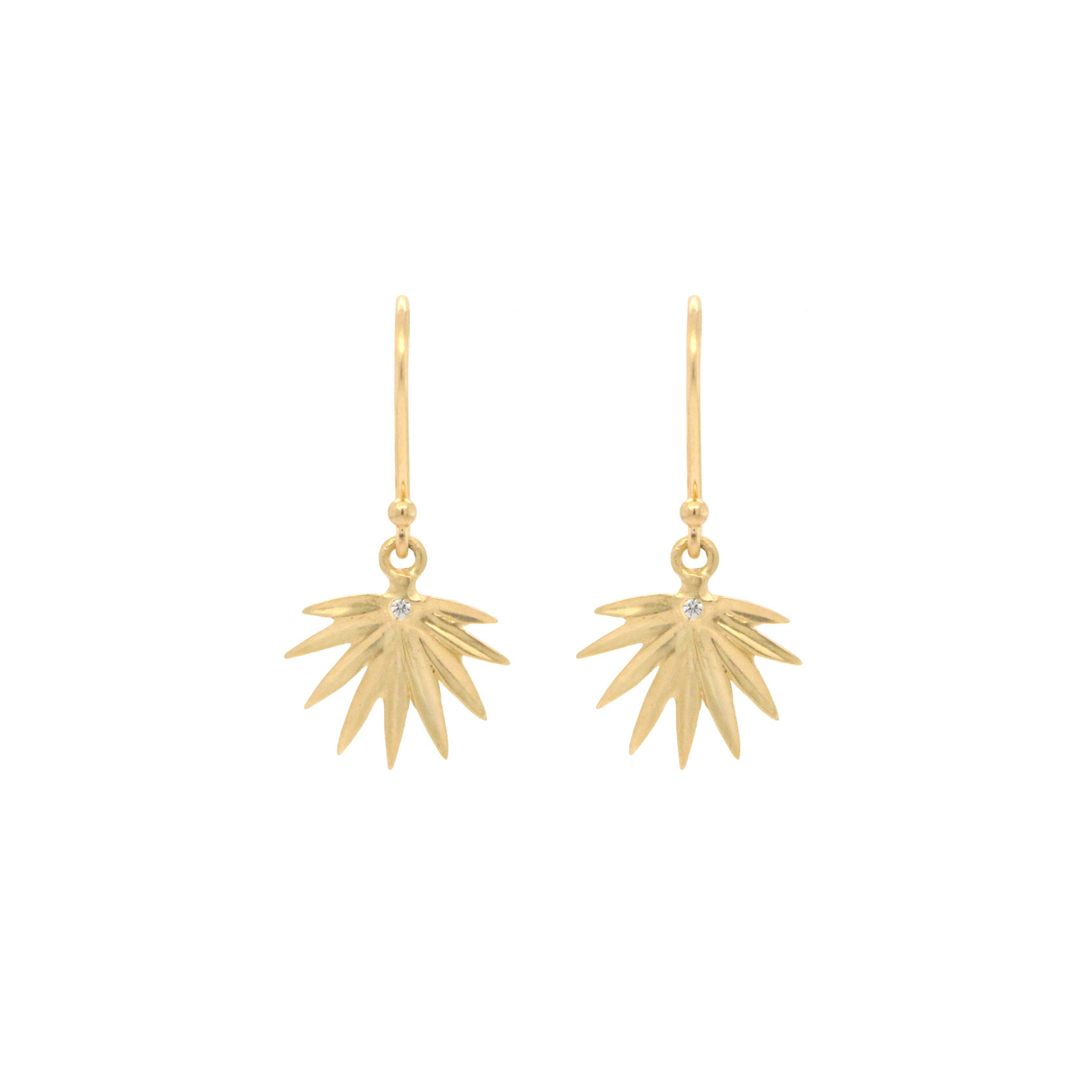 gold and diamond 'tiny fan palm' earrings