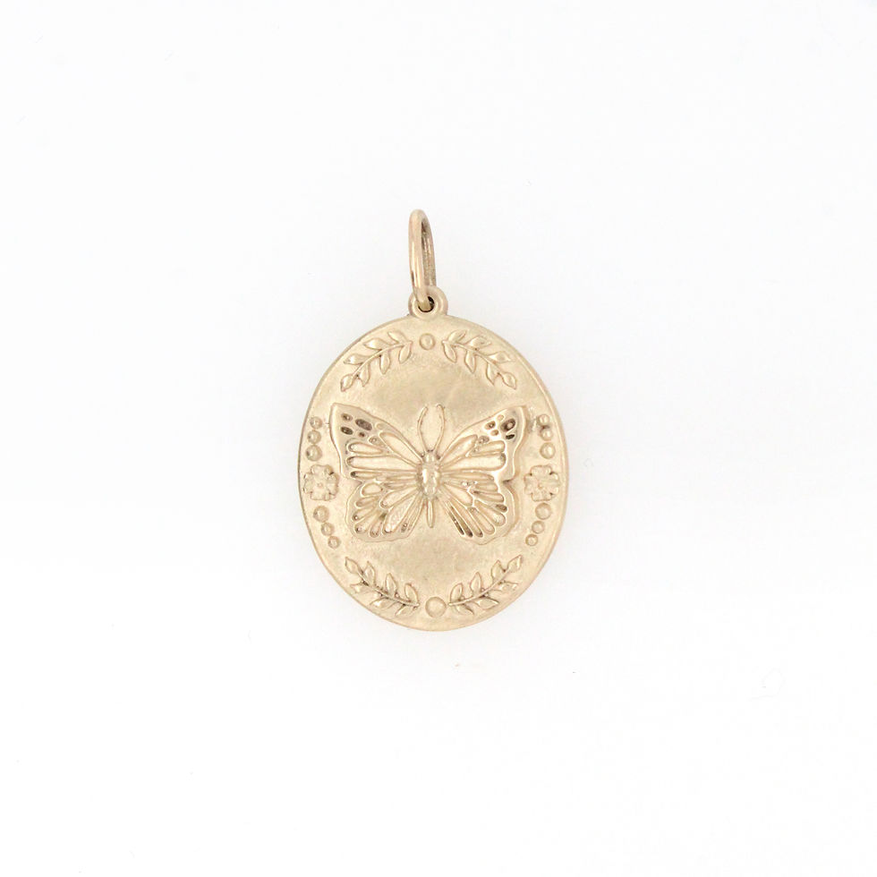 gold medium floral butterfly charm