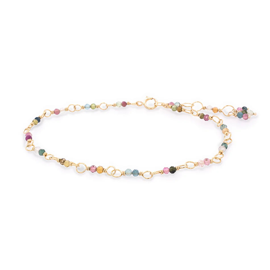 hand-tied watermelon tourmaline bracelet
