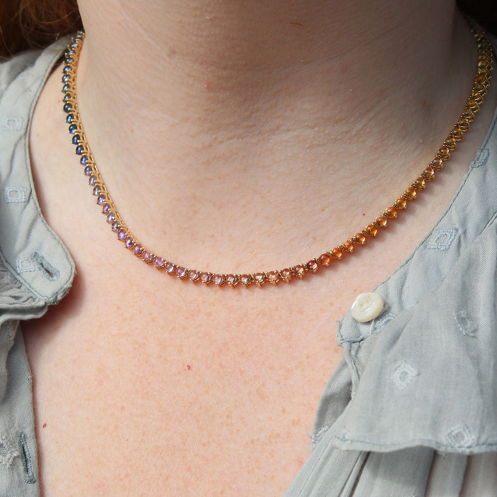 Thumbnail: multi sapphire 'ombre jelly bean' riviere necklace
