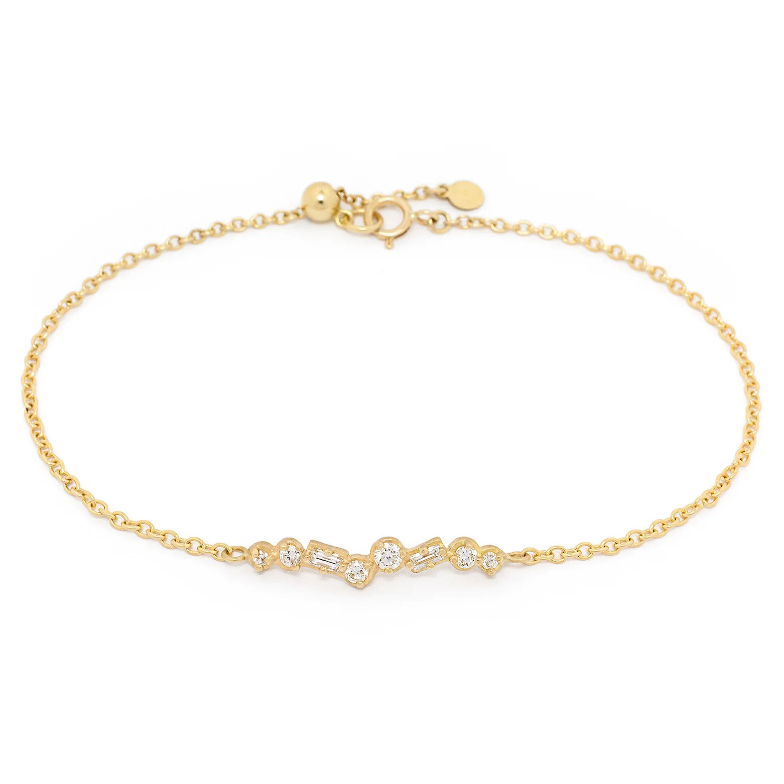 round and baguette diamond bar bracelet