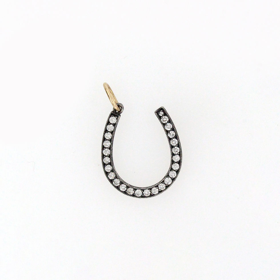silver and diamond large horseshoe charm