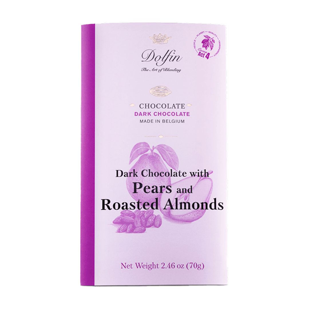 Dolfin 60% Dark Chocolate Bar with Pear & Roasted Almonds
