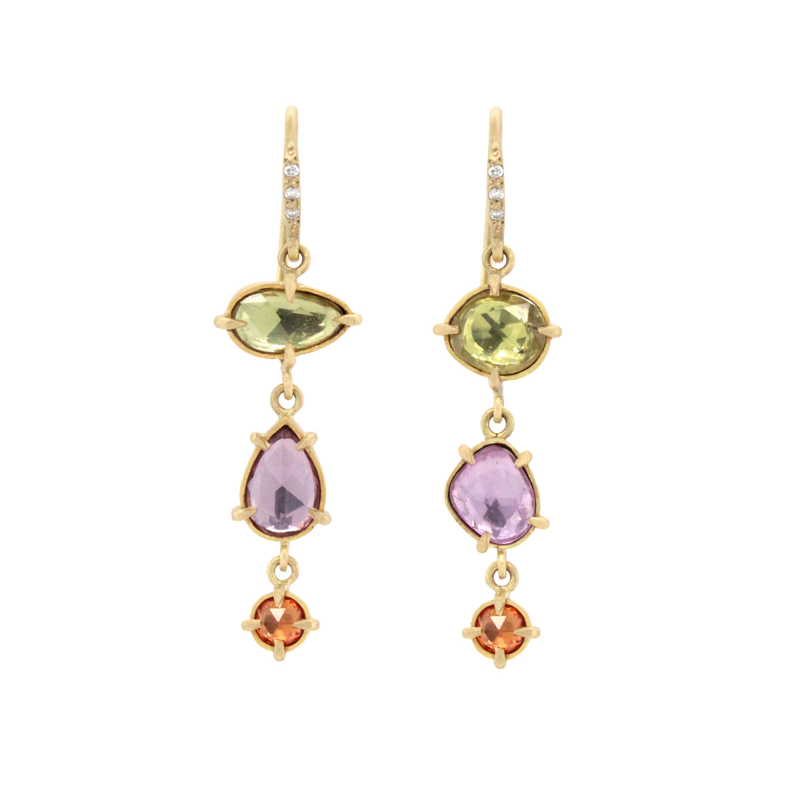 multi sapphire triple drop earrings