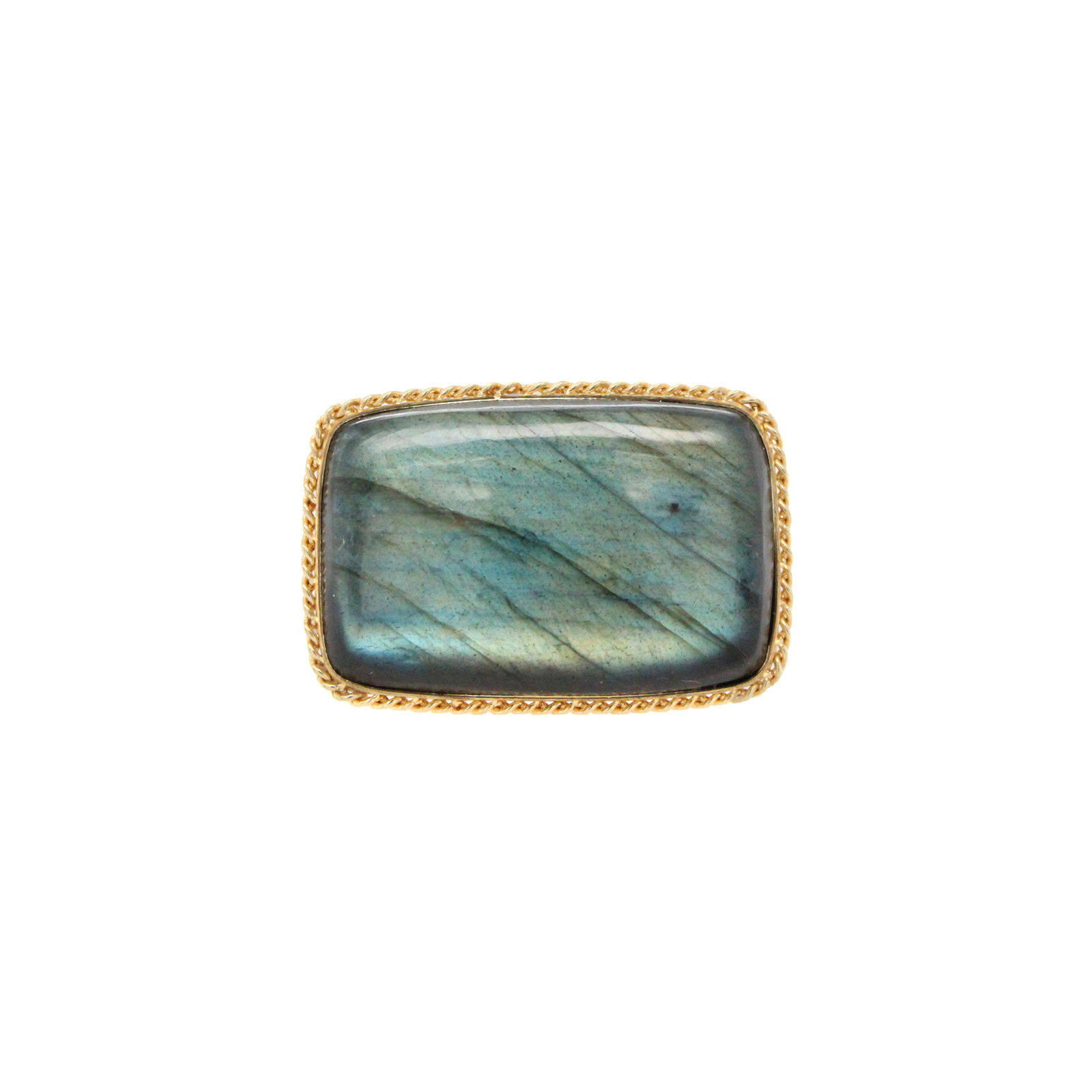 mixed metal rectangular labradorite ring