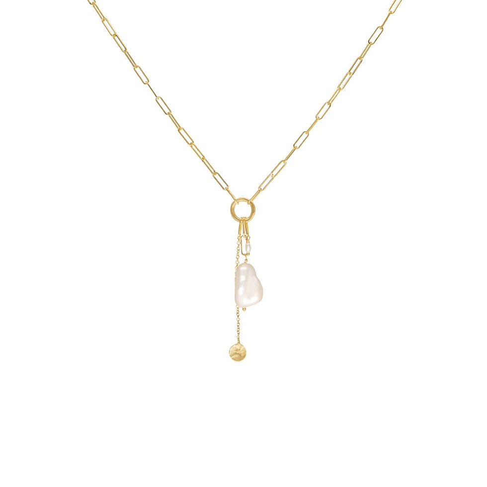 'luna' paperclip and keshi pearl necklace