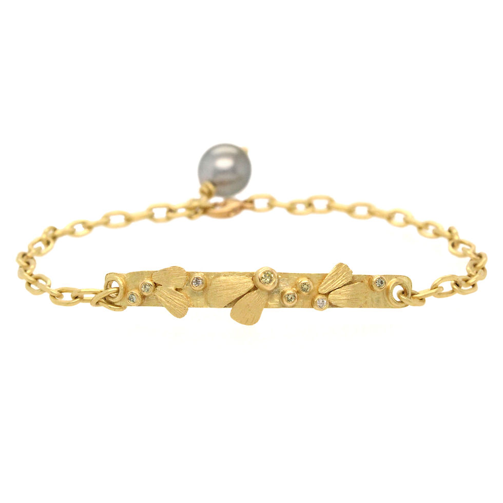 colored diamond leaves bar bracelet