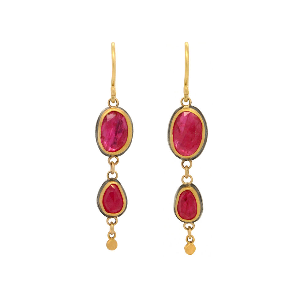 ruby double drop earrings