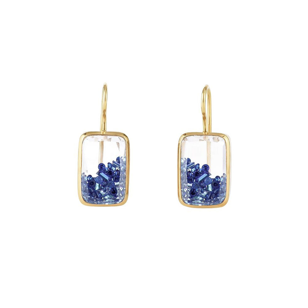 Thumbnail: rectangular sapphire shaker earrings
