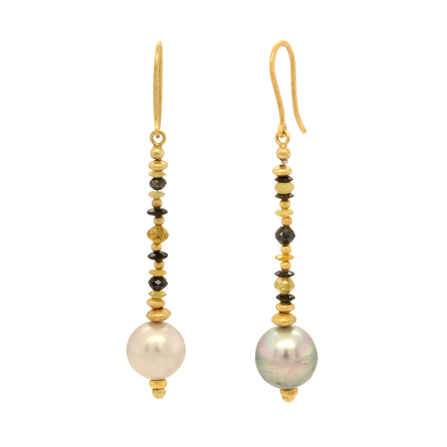 beaded diamond and pearl drop earrings
