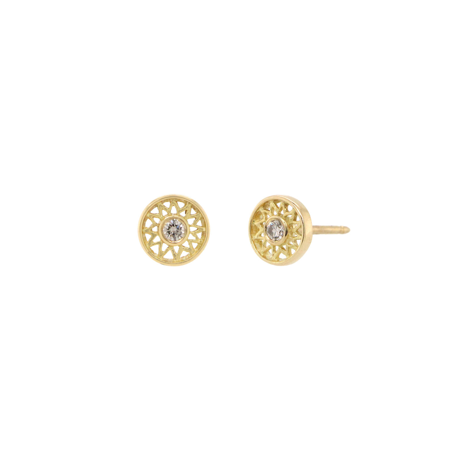 gold and diamond crownwork® stud earrings