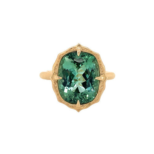 cushion cut green tourmaline ring Maxs Jewelry