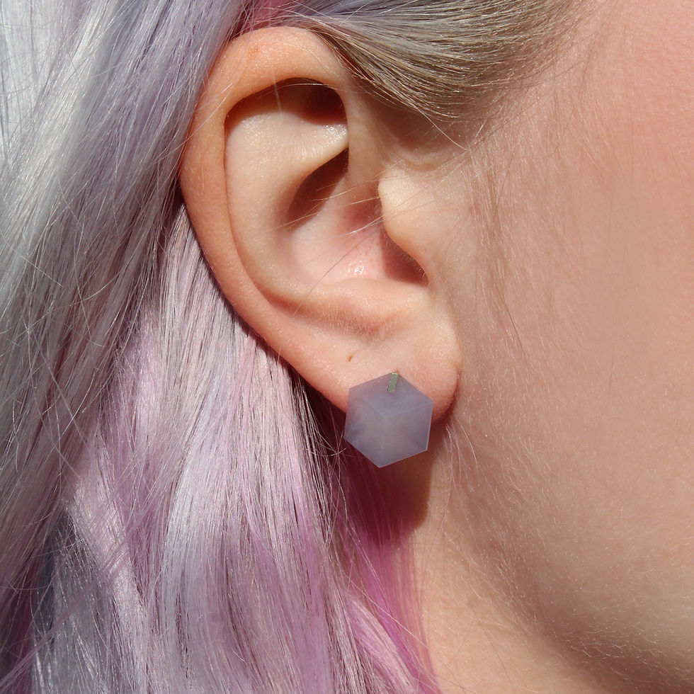 Thumbnail: blue chalcedony 'cube' earrings