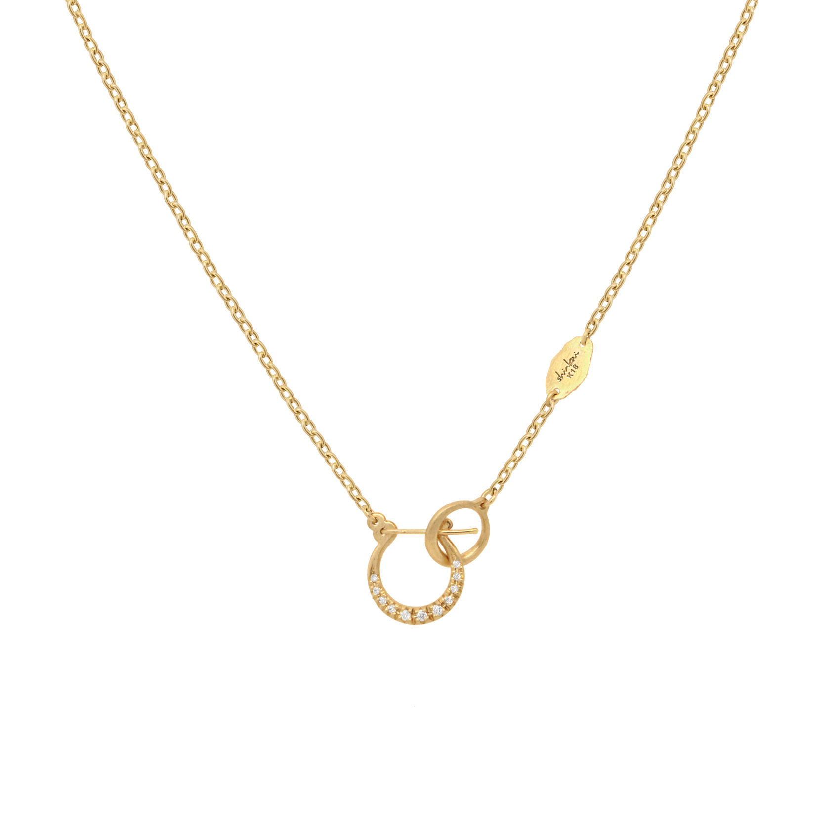 gold and diamond charm holder necklace