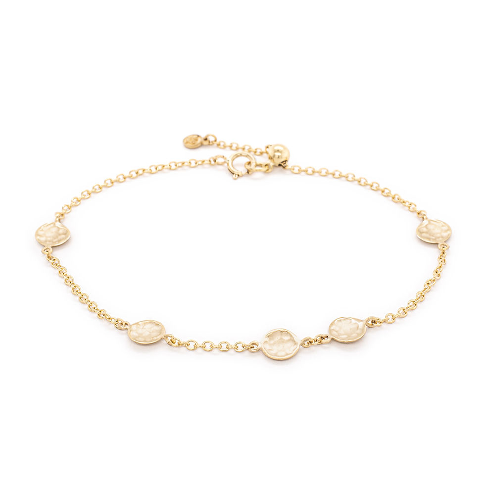 gold scattered mini disc station bracelet