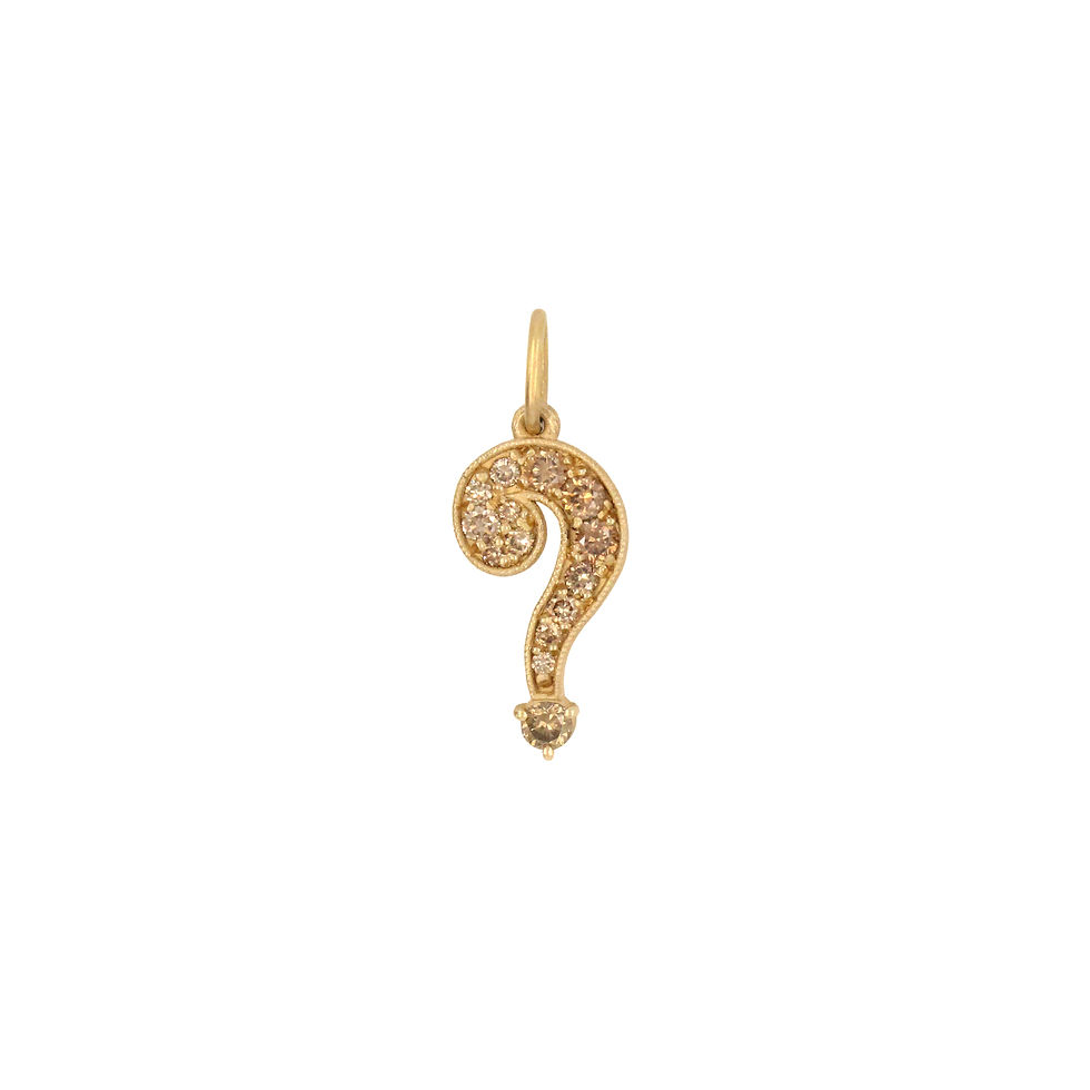 champagne diamond small question mark charm