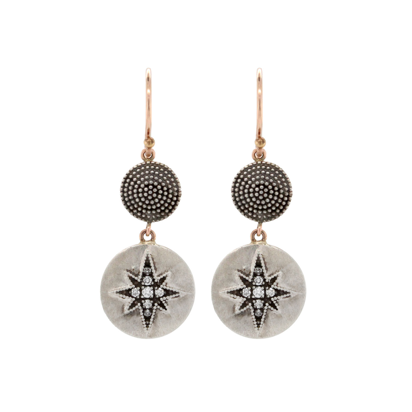 silver and diamond 'rigel' double drop earrings