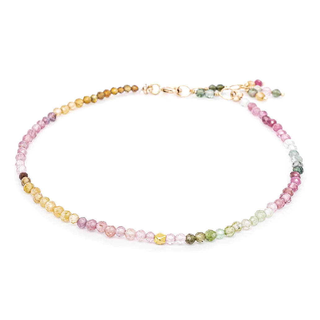 watermelon tourmaline single wrap bracelet